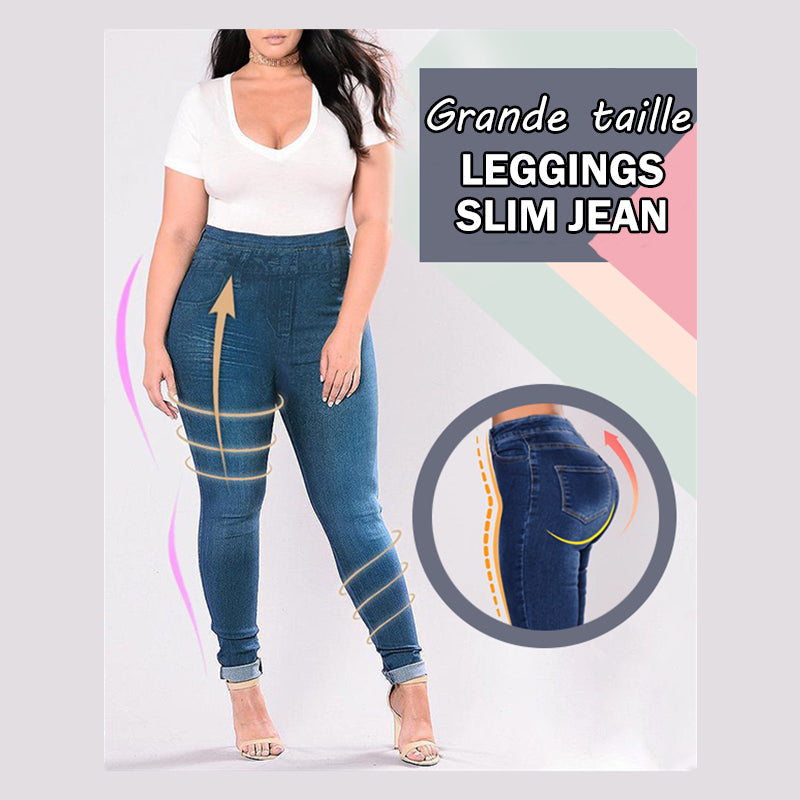 Legging stretch avec imprimé denim pour femmes